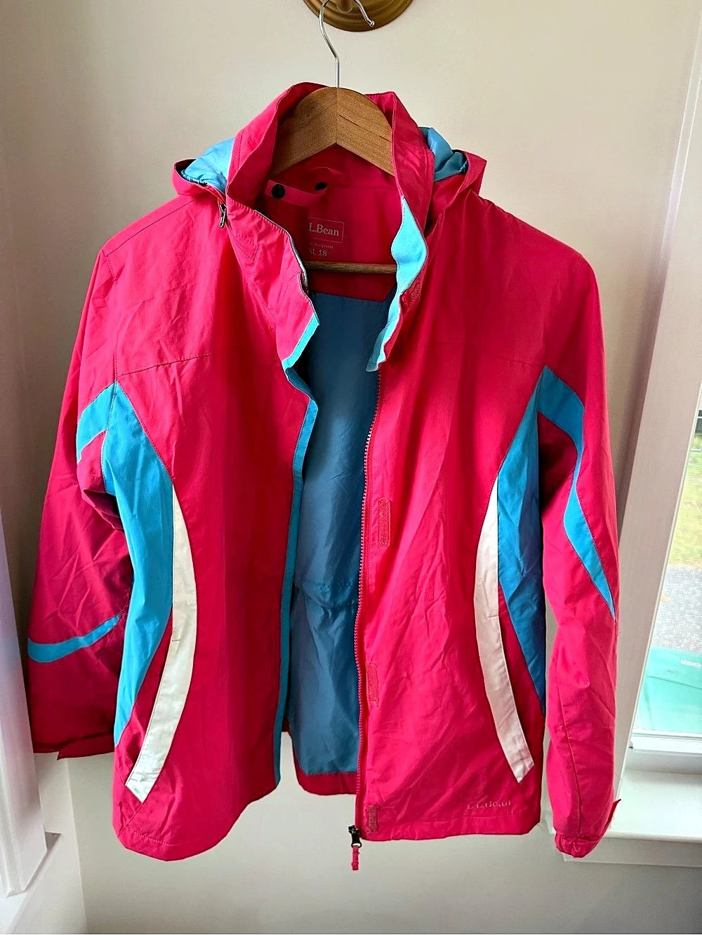L.L.Bean Color Block Jacket in Pink & Blue Size XL TEEN